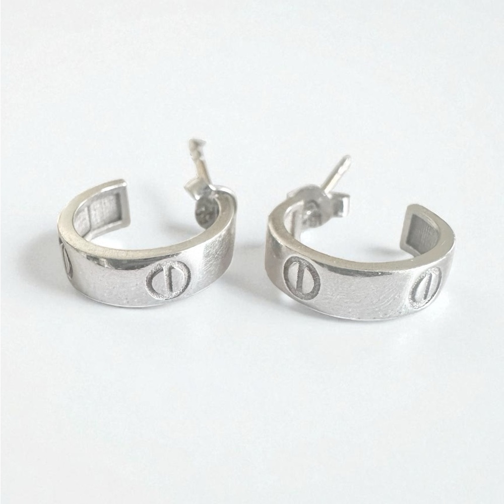 18k Real Solid White Gold Earrings - Picture 3 of 7